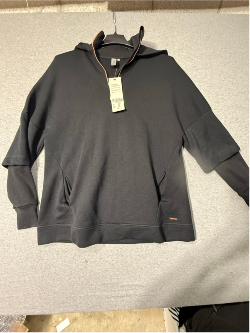 Women's Sweaty Betty Black Hoodie Sweatshirt Size L 1/4 zip